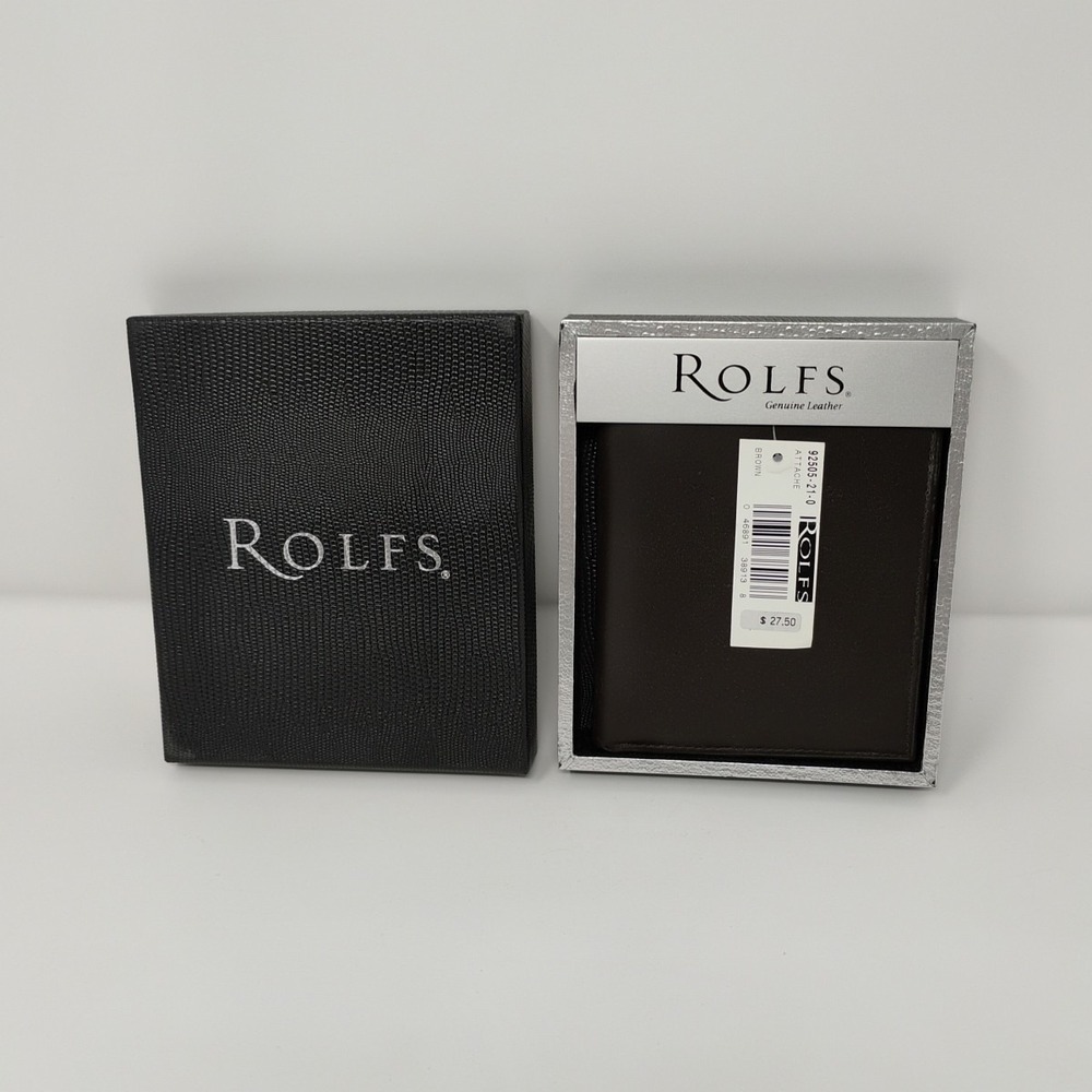 Vintage ROLFS Men's Bi-Fold Wallet Genuine Leather Brown 5" New In Box